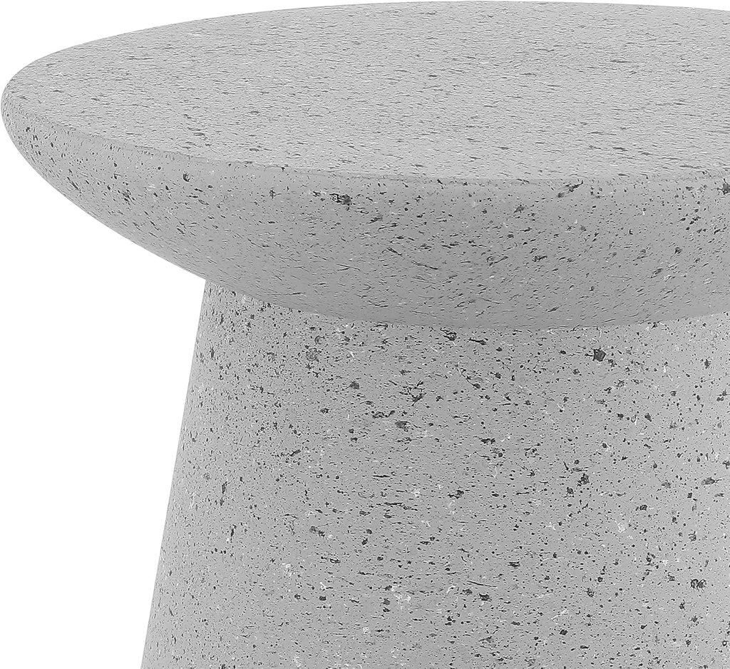 JONATHAN Y Hollie 18" Gray Terrazzo Polyresin Outdoor Side Table and Stool, All-Weather Textured Round Pedestal Accent Table for Patio, Garden, Modern Minimalist TBL1108C