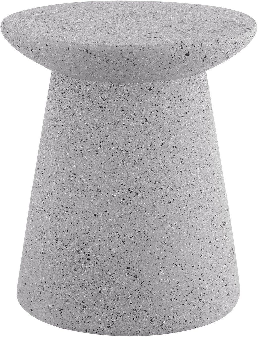 JONATHAN Y Hollie 18" Gray Terrazzo Polyresin Outdoor Side Table and Stool, All-Weather Textured Round Pedestal Accent Table for Patio, Garden, Modern Minimalist TBL1108C