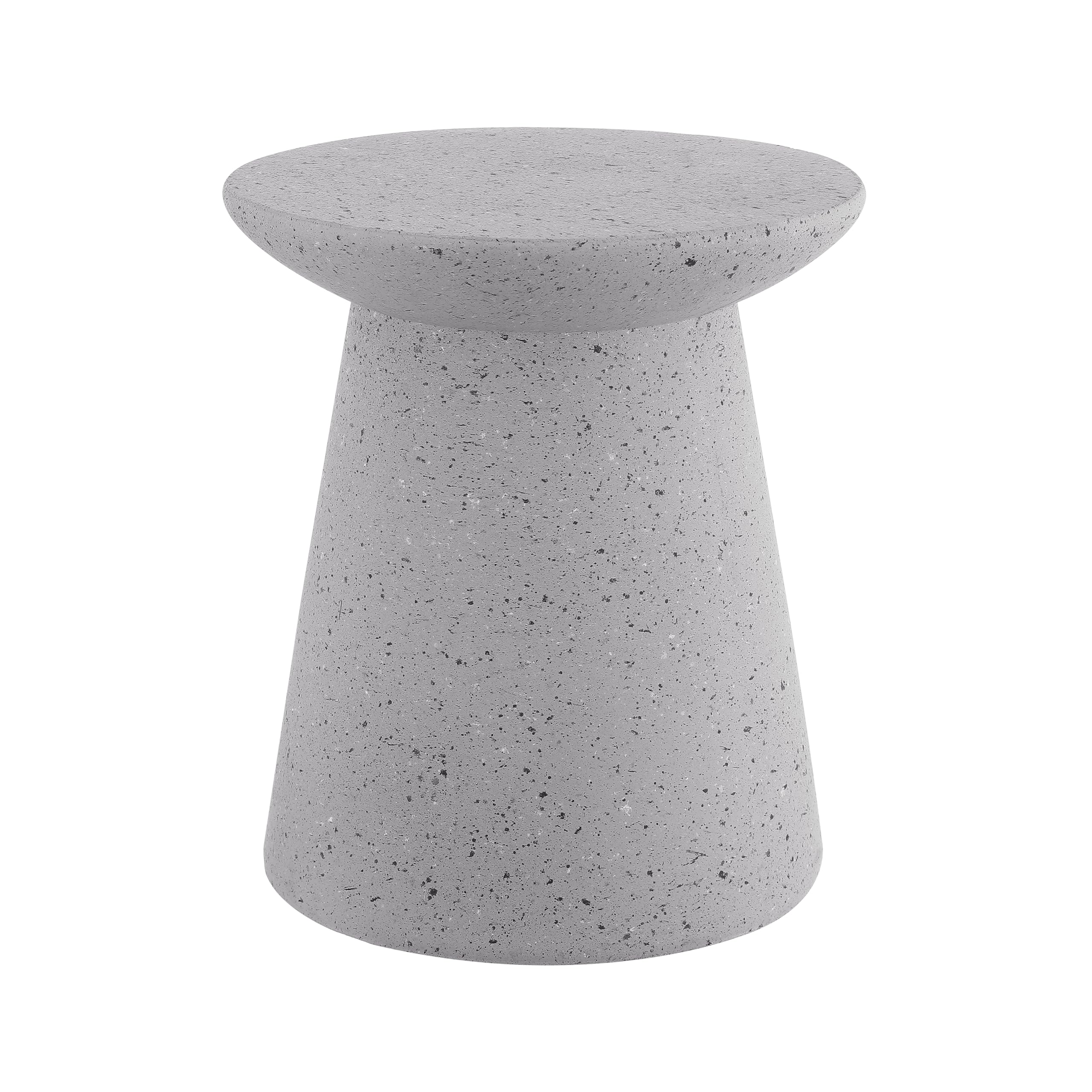 JONATHAN Y Hollie 18" Gray Terrazzo Polyresin Outdoor Side Table and Stool, All-Weather Textured Round Pedestal Accent Table for Patio, Garden, Modern Minimalist TBL1108C
