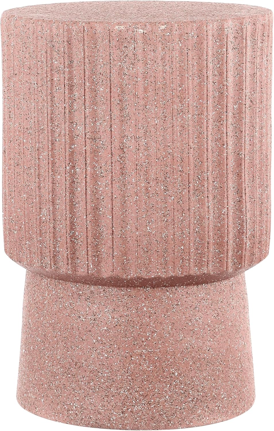 JONATHAN Y Louisa 19" Fluted Outdoor Accent Table, All-Weather Pink Terrazzo Pedestal Garden Stool, Small Round Side Table for Patio, Porch, and Living Room TBL1102C