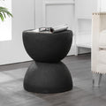 JONATHAN Y Greta Hourglass Outdoor Side Table and Stool, 18" Modern Textured All-Weather Accent End Table for Patio, Deck, or Garden, Black Frosted TBL1100B