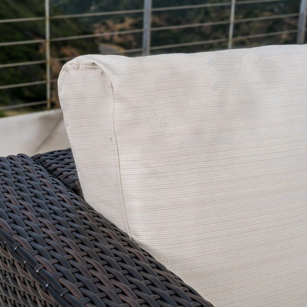 Christopher Knight Home Santa Rosa Outdoor Wicker 6-Seater Sectional Sofa Set with Aluminum Frame and Water Resistant Cushions, 7-Pcs Set, Multibrown / Beige