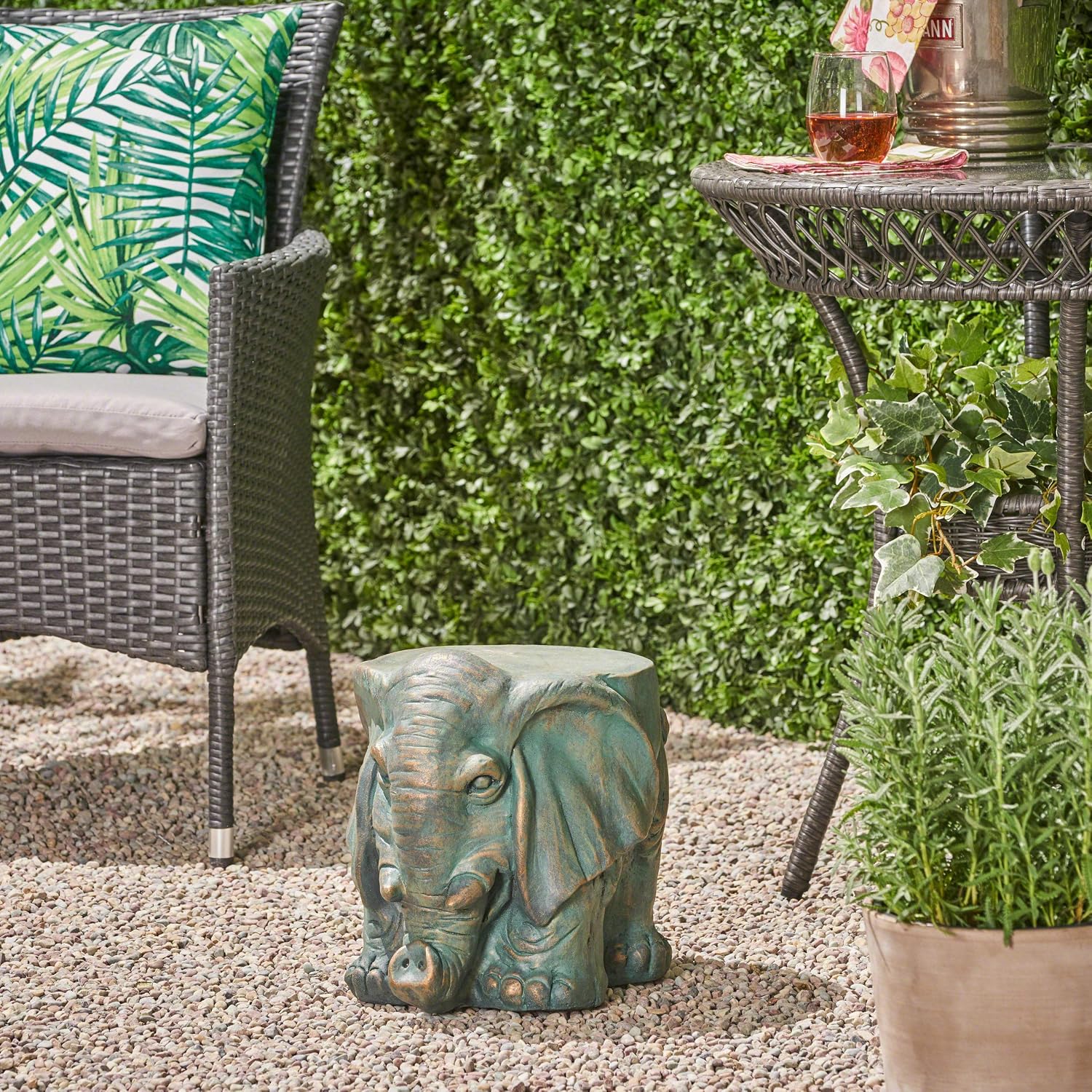 Christopher Knight Home Salome Elephant Garden Stool, Copper Patina